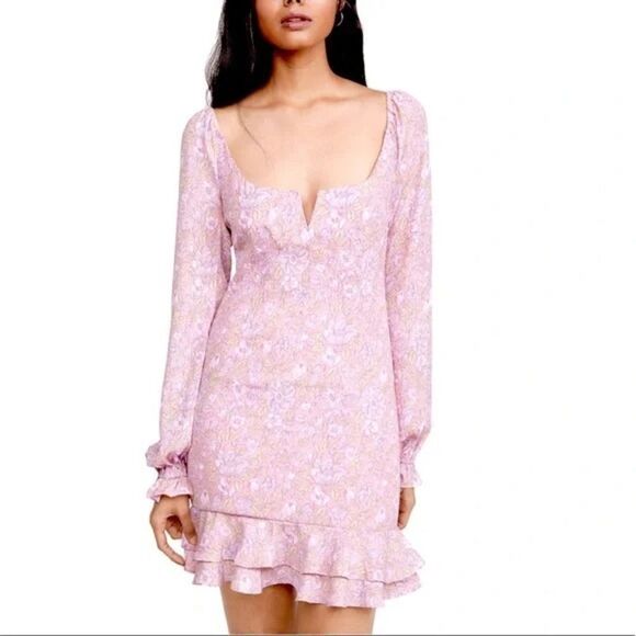 Likely Lyssa Pink Ruffled Floral-Print Mini Dress - Picture 1 of 8